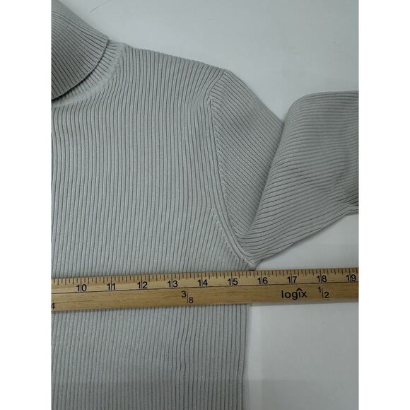 Orvis Womens Sweater Size Medium Gray Ribbed Knit Turtleneck Long Sleeve - Picture 7 of 11